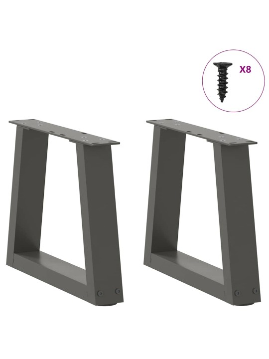 Sohvapöydän jalat v-muotoiset 2 kpl antrasiitti 30x(30-31,3) cm teräs