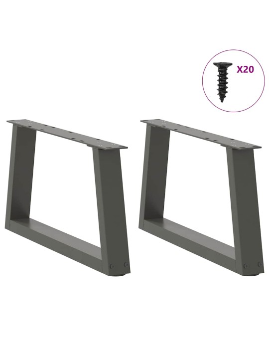 Sohvapöydän jalat v-muotoiset 2 kpl antrasiitti 50x(30-31,3) cm teräs