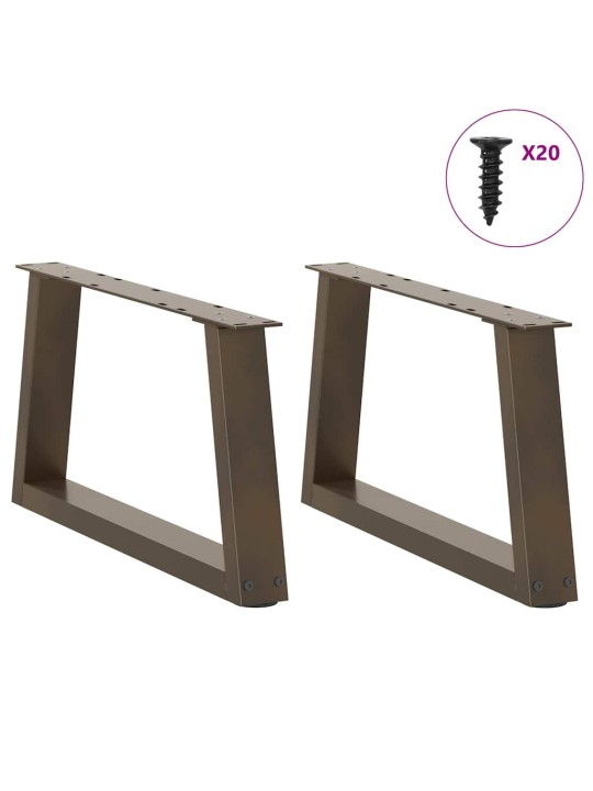 Sohvapöydän jalat v-muotoiset 2 kpl luonnonvärinen teräs 50x(30-31,3) cm teräs