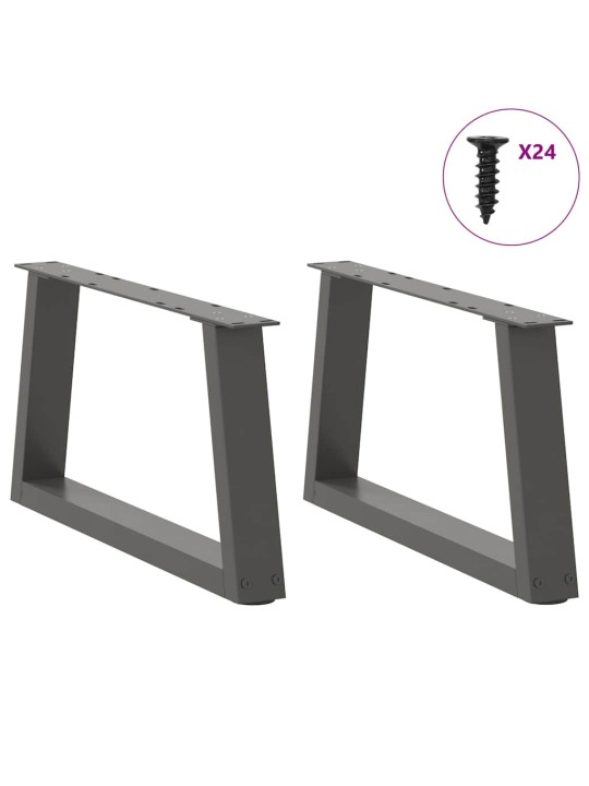 Sohvapöydän jalat v-muotoiset 2 kpl antrasiitti 60x(30-31,3) cm teräs