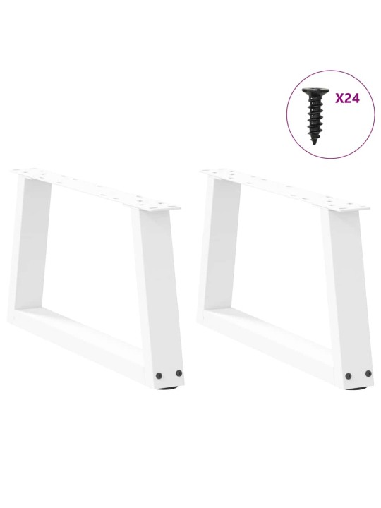 Sohvapöydän jalat v-muotoiset 2 kpl valkoinen 70x(30-31,3) cm teräs