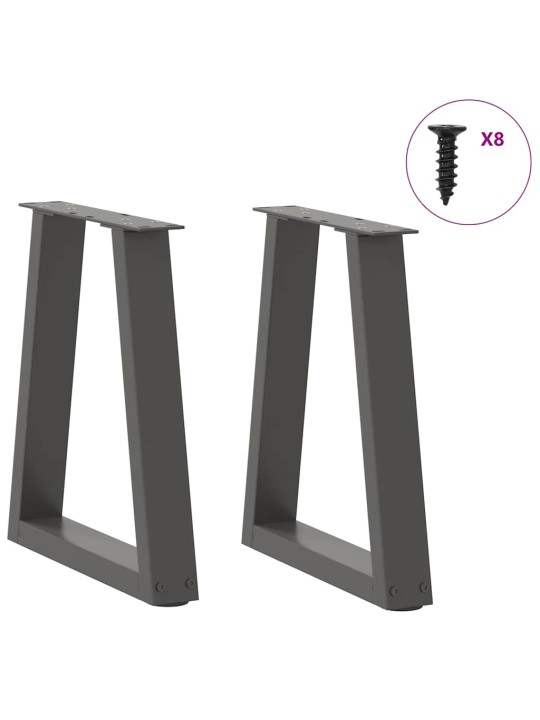 Sohvapöydän jalat v-muotoiset 2 kpl antrasiitti 28x(42-43,3) cm teräs