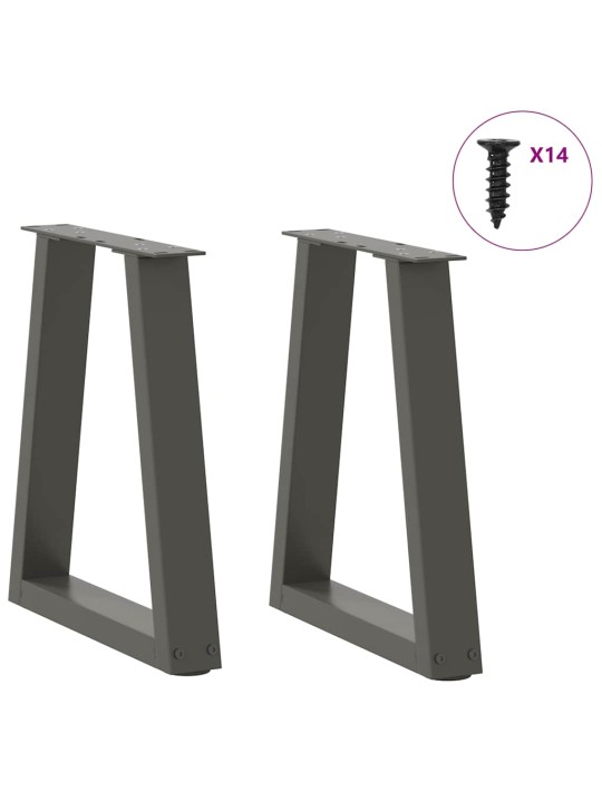Sohvapöydän jalat v-muotoiset 2 kpl antrasiitti 38x(42-43,3) cm teräs
