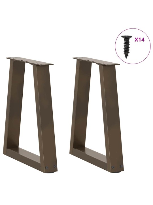 Sohvapöydän jalat v-muotoiset 2 kpl luonnollinen teräs 38x(42-43,3) cm teräs
