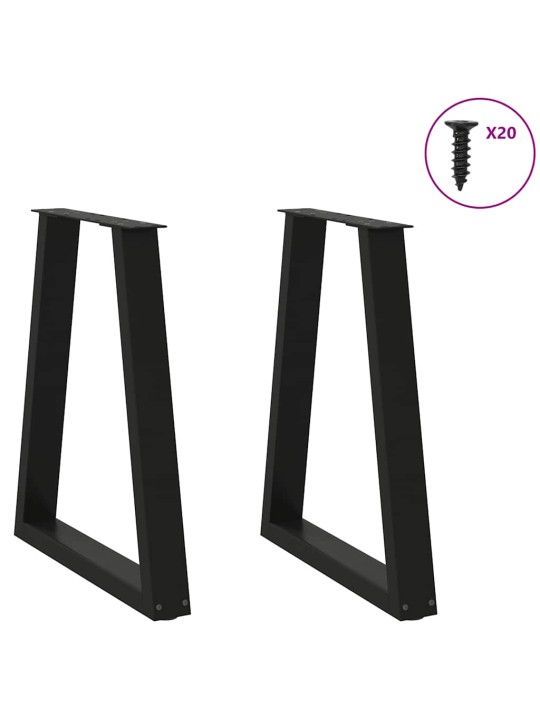 Ruokapöydän jalat v-muotoiset 2 kpl musta 60x(72-73) cm teräs