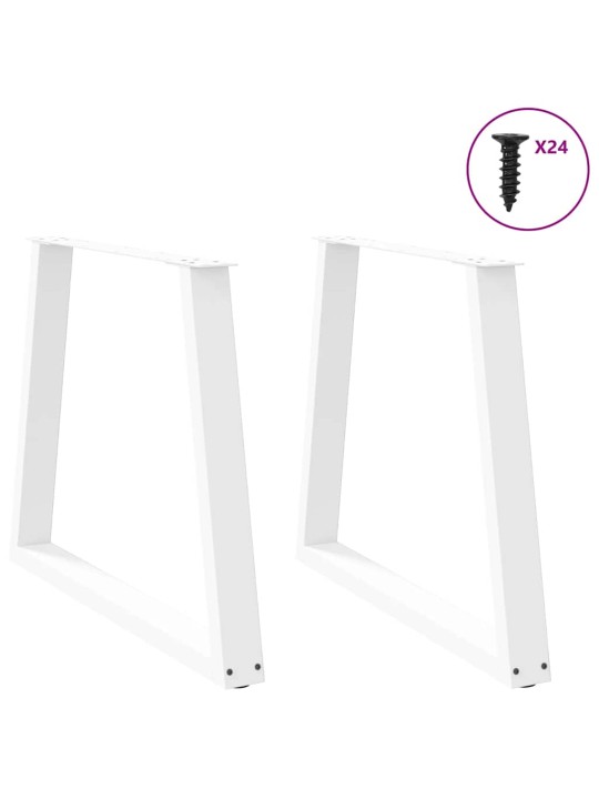 Ruokapöydän jalat v-muotoiset 2 kpl valkoinen 80x(72-73,3) cm teräs