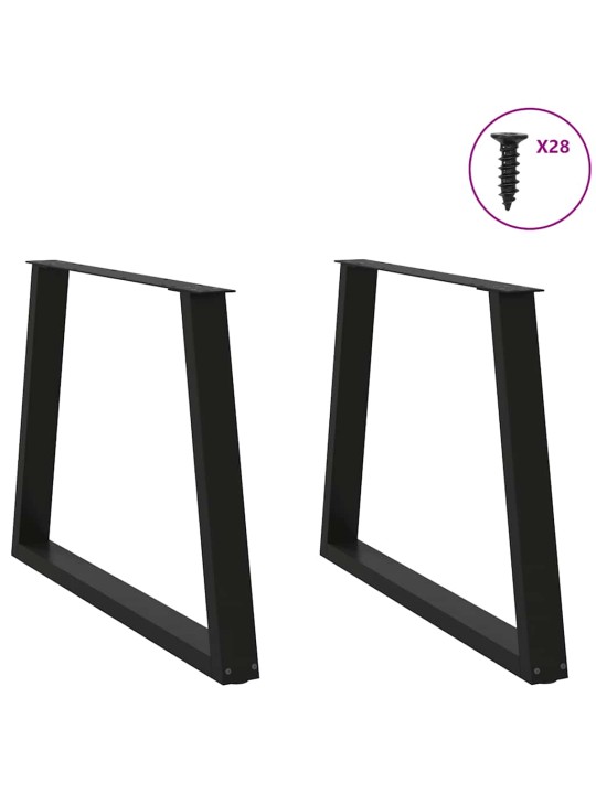 Ruokapöydän jalat v-muotoiset 2 kpl musta 90x(72-73,3) cm teräs