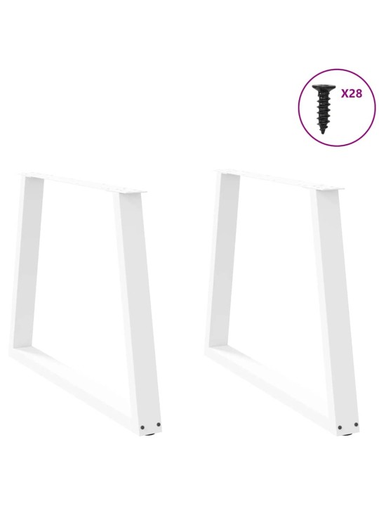 Ruokapöydän jalat v-muotoiset 2 kpl valkoinen 90x(72-73,3) cm teräs