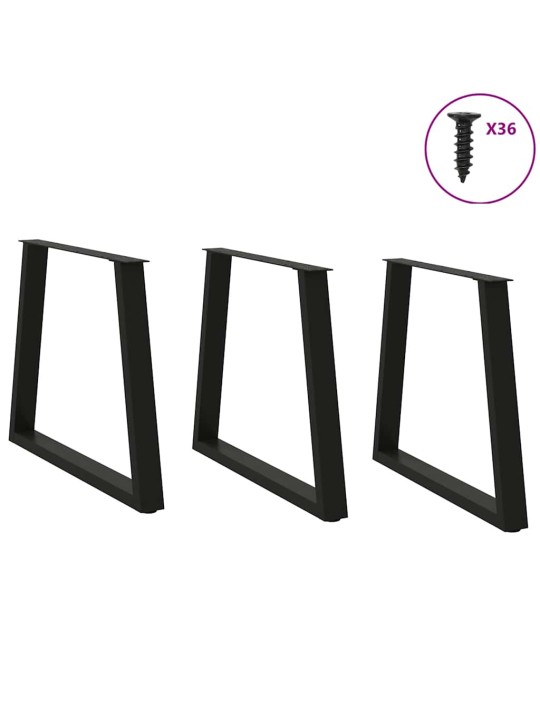 Ruokapöydän jalat v-muotoiset 3 kpl musta 80x(72-73,3) cm teräs