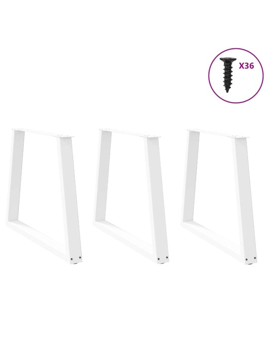 Ruokapöydän jalat v-muotoiset 3 kpl valkoinen 80x(72-73,3) cm teräs