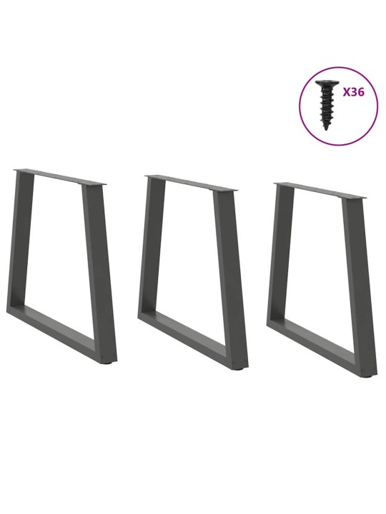 Ruokapöydän jalat v-muotoiset 3 kpl antrasiitti 80x(72-73,3) cm teräs