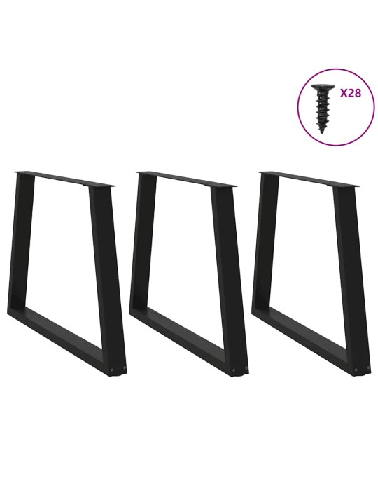 Ruokapöydän jalat v-muotoiset 3 kpl musta 90x(72-73,3) cm teräs