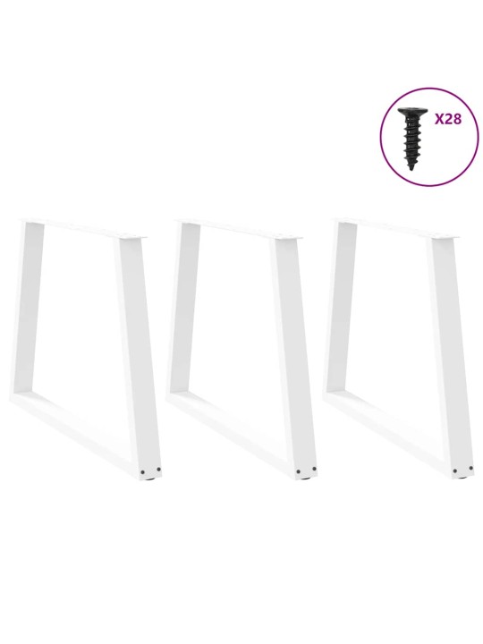 Ruokapöydän jalat v-muotoiset 3 kpl valkoinen 90x(72-73,3) cm teräs