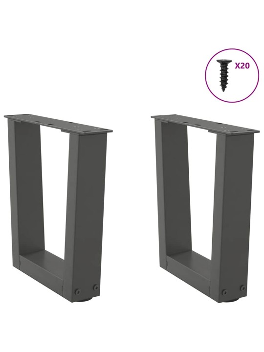 Sohvapöydän jalat v-muotoiset 2 kpl antrasiitti 40x(30-31,3) cm teräs