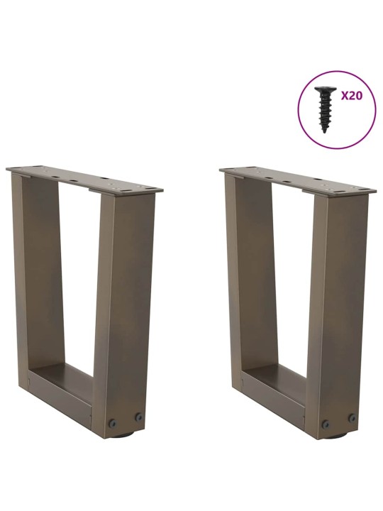 Sohvapöydän jalat v-muotoiset 2 kpl luonnonvärinen teräs 40x(30-31,3) cm teräs
