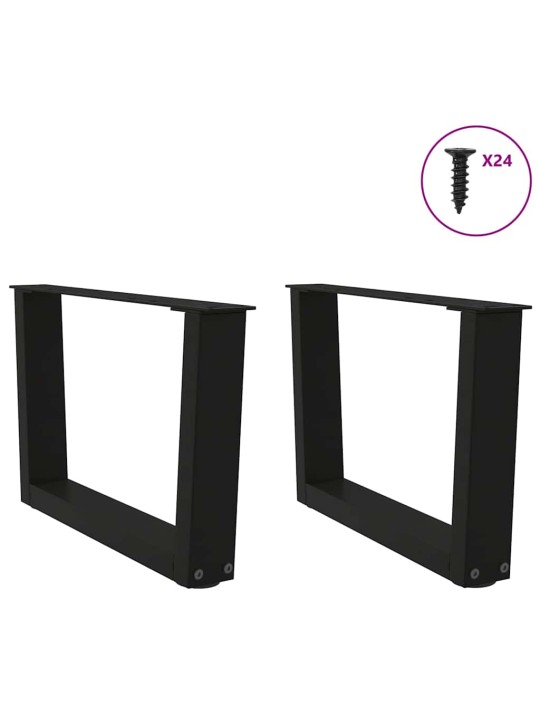 Sohvapöydän jalat v-muotoiset 2 kpl musta 50x(30-31,3) cm teräs