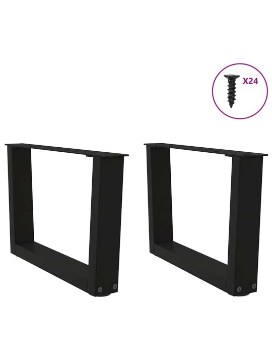 Sohvapöydän jalat v-muotoiset 2 kpl musta 60x(30-31,3) cm teräs