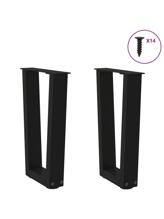 Sohvapöydän jalat v-muotoiset 2 kpl musta 28x(42-43,3) cm teräs