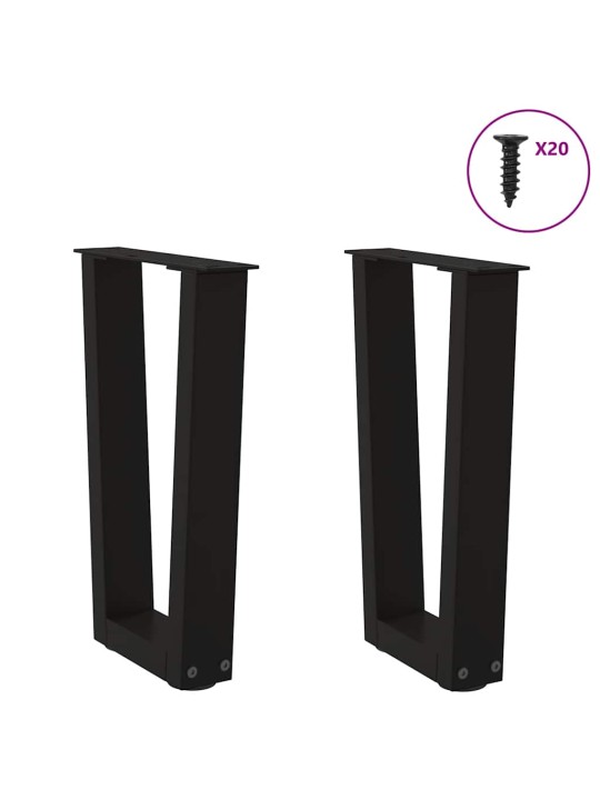 Sohvapöydän jalat v-muotoiset 2 kpl musta 38x(42-43,3) cm teräs
