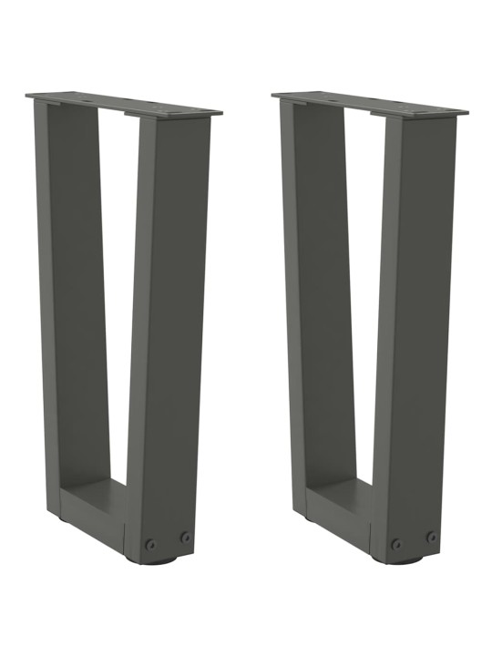 Sohvapöydän jalat v-muotoiset 2 kpl antrasiitti 38x(42-43,3) cm teräs
