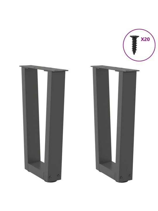 Sohvapöydän jalat v-muotoiset 2 kpl antrasiitti 38x(42-43,3) cm teräs