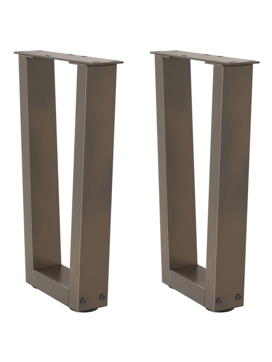 Sohvapöydän jalat v-muotoiset 2 kpl luonnollinen teräs 38x(42-43,3) cm teräs