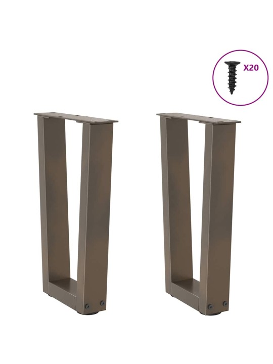 Sohvapöydän jalat v-muotoiset 2 kpl luonnollinen teräs 38x(42-43,3) cm teräs