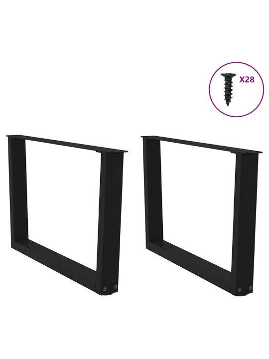 Sohvapöydän jalat v-muotoiset 2 kpl musta 70x(42-43,3) cm teräs