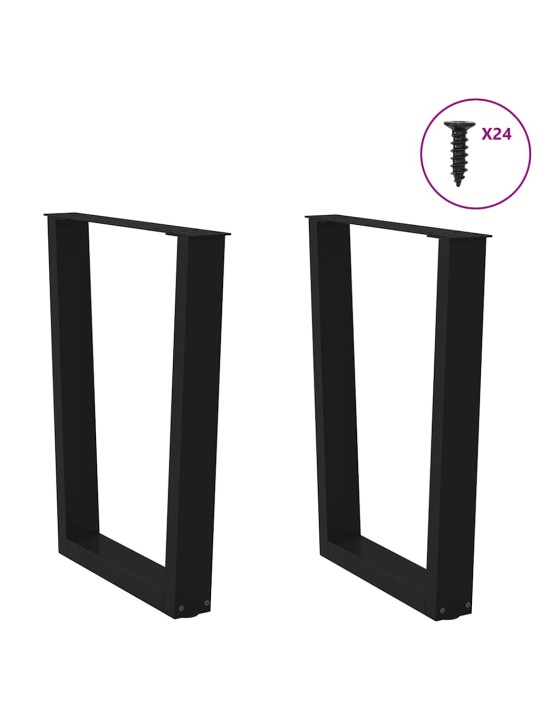 Ruokapöydän jalat v-muotoiset 2 kpl musta 60x(72-73,3) cm teräs