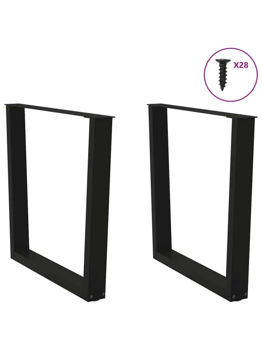 Ruokapöydän jalat v-muotoiset 2 kpl musta 80x(72-73,3) cm teräs