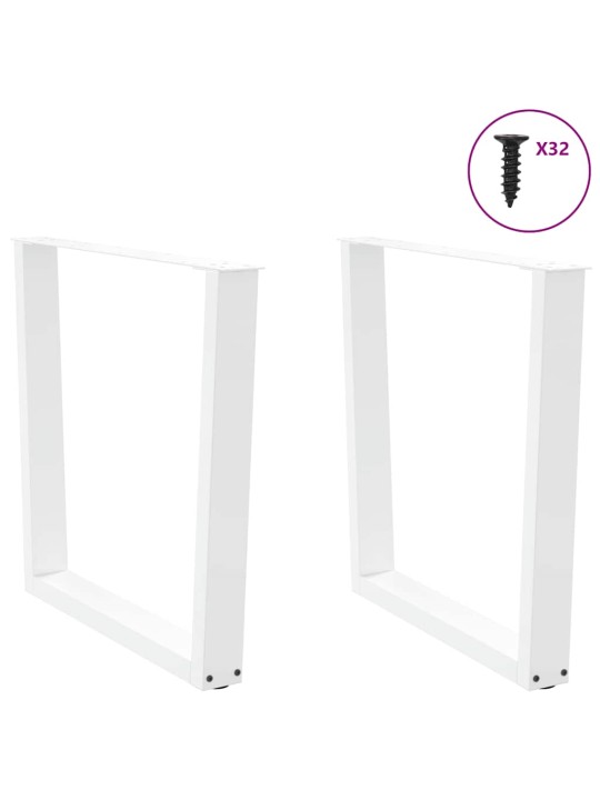 Ruokapöydän jalat v-muotoiset 2 kpl valkoinen 90x(72-73,3) cm teräs