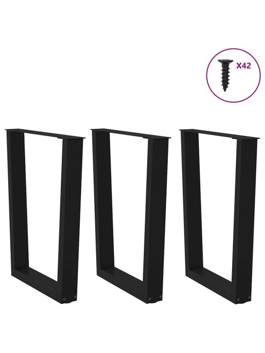 Ruokapöydän jalat v-muotoiset 3 kpl musta 70x(72-73,3) cm teräs