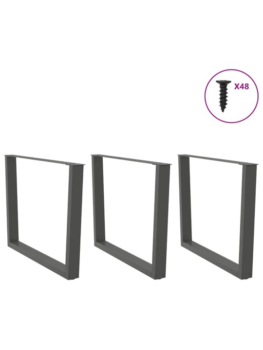 Ruokapöydän jalat v-muotoiset 3 kpl antrasiitti 100x(72-73,3) cm teräs