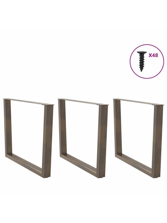 Ruokapöydän jalat v-muotoiset 3 kpl luonnonvärinen teräs 100 x (72-73,3) cm teräs