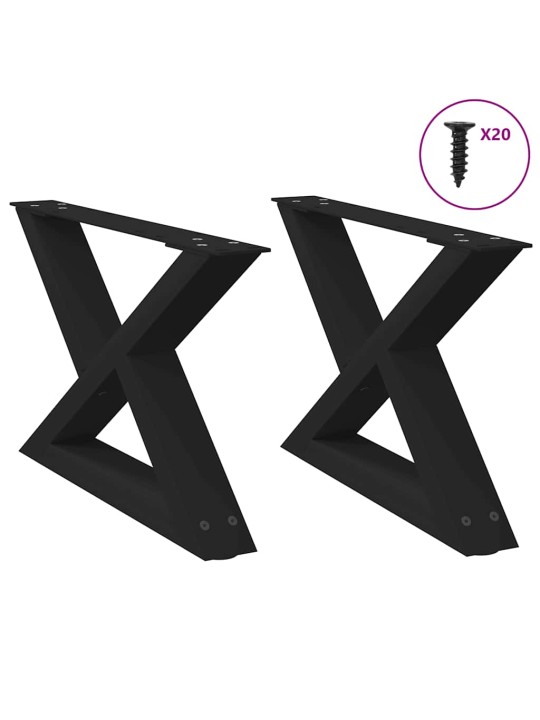 Sohvapöydän jalat 2 kpl musta 60x(30-31,3) cm teräs