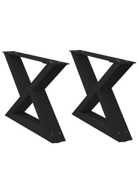Sohvapöydän jalat 2 kpl musta 60x(30-31,3) cm teräs