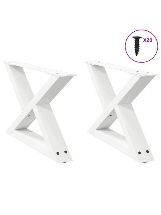 Sohvapöydän jalat 2 kpl valkoinen 60x(30-31,3) cm teräs