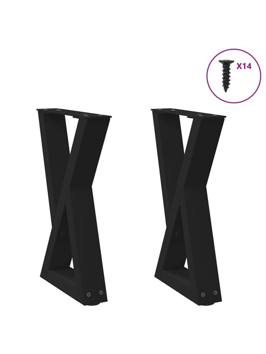 Sohvapöydän jalat 2 kpl musta 38x(42-43,3) cm teräs