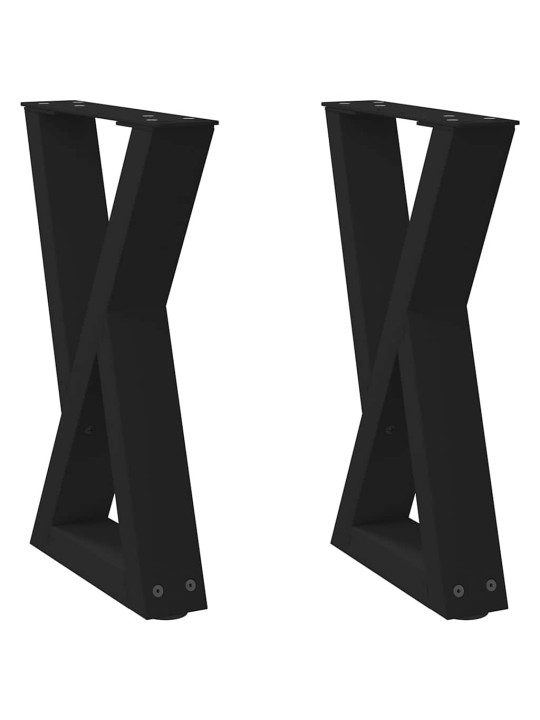 Sohvapöydän jalat 2 kpl musta 38x(42-43,3) cm teräs