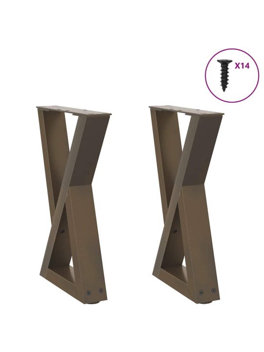 Sohvapöydän jalat 2 kpl luonnonvärinen teräs 38x(42-43,3) cm teräs