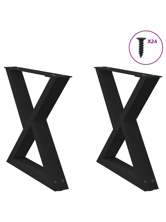 Sohvapöydän jalat 2 kpl musta 60x(42-43,3) cm teräs