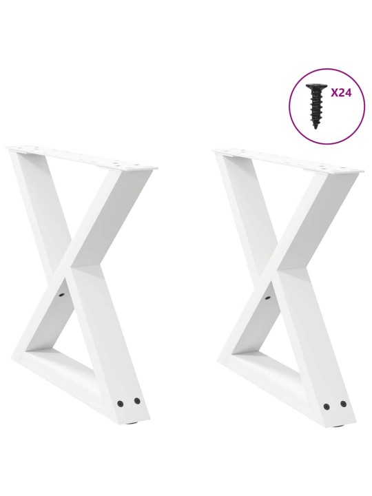 Sohvapöydän jalat 2 kpl valkoinen 60x(42-43,3) cm teräs