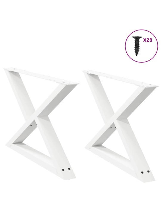 Sohvapöydän jalat 2 kpl valkoinen 70x(42-43,3) cm teräs
