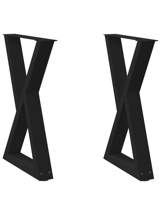 Ruokapöydän jalat 2 kpl musta 60x(72-73,3) cm teräs