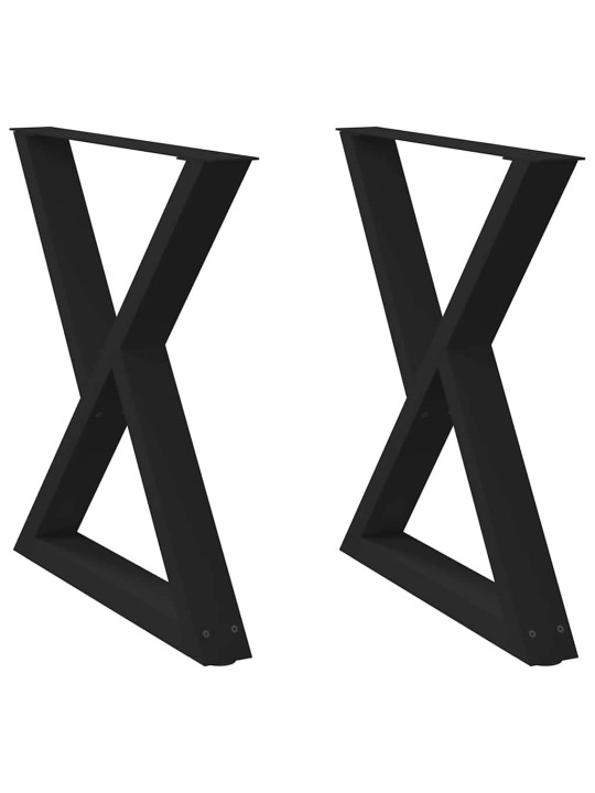 Ruokapöydän jalat 2 kpl musta 80x(72-73,3) cm teräs
