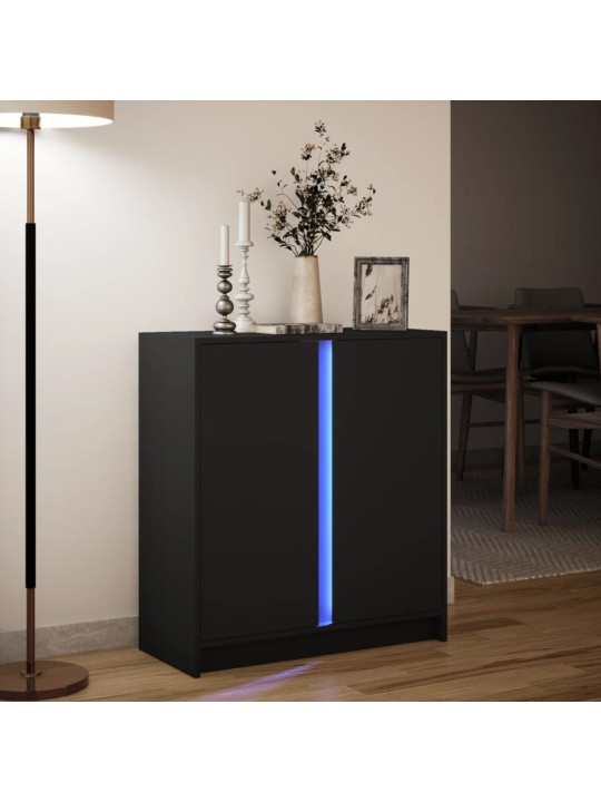 Senkki LED-valoilla musta 77x34x85 cm tekninen puu