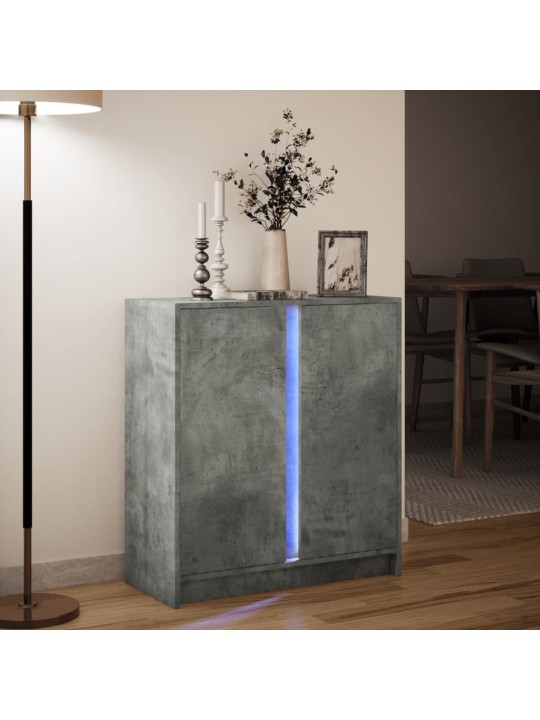 Senkki LED-valoilla betoninharmaa 77x34x85 cm tekninen puu