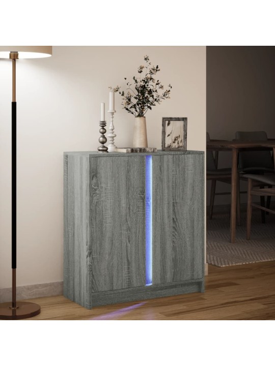 Senkki LED-valoilla harmaa Sonoma 77x34x85 cm tekninen puu