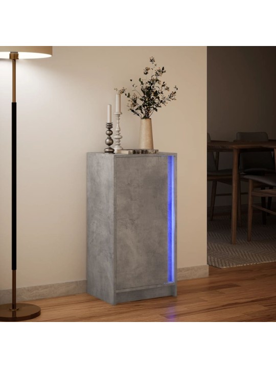 Senkki LED-valoilla betoninharmaa 42,5x34x85 cm tekninen puu