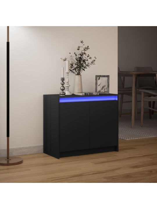 Senkki LED-valoilla musta 72x34x61 cm tekninen puu